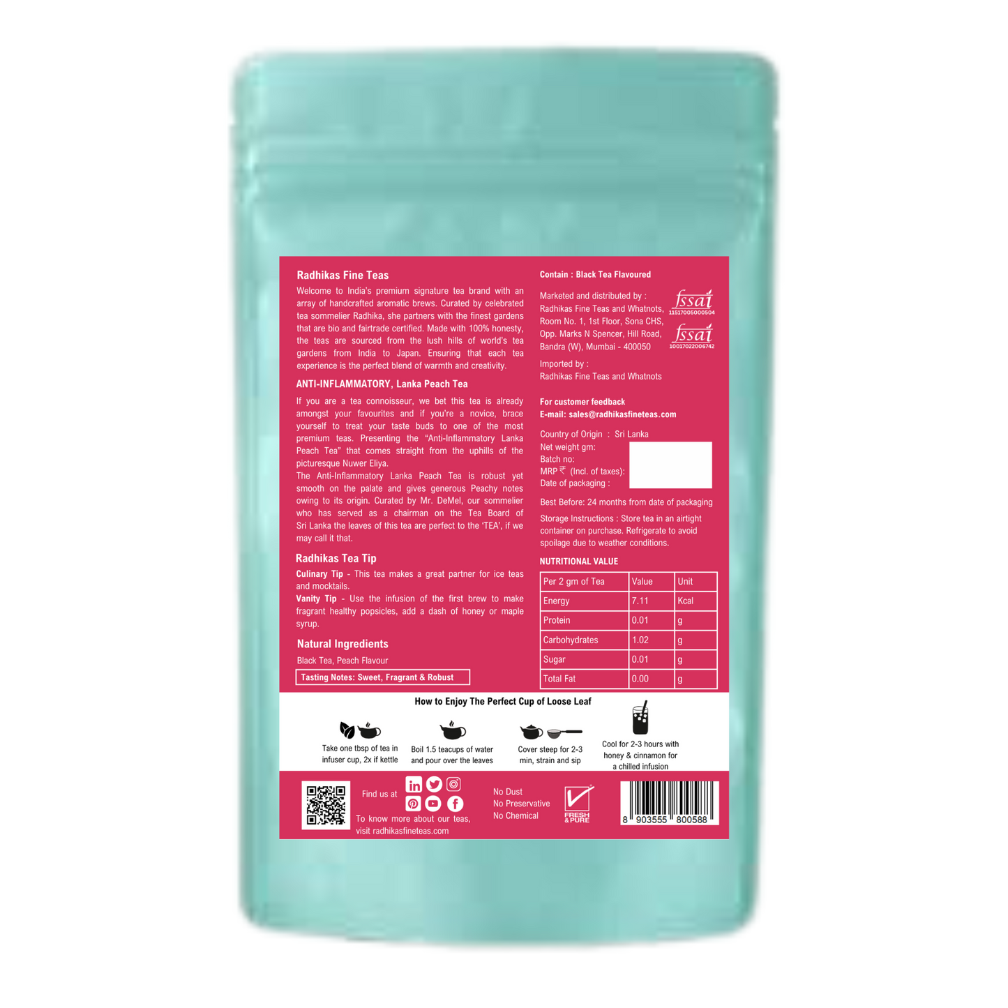 ANTI-INFLAMMATORY Lanka Peach Tea - A Fruity and Floral Blend with Collagen and Biotin