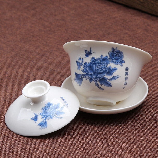 Gaiwan The Brewing Cup With Saucer Nature Blue Print