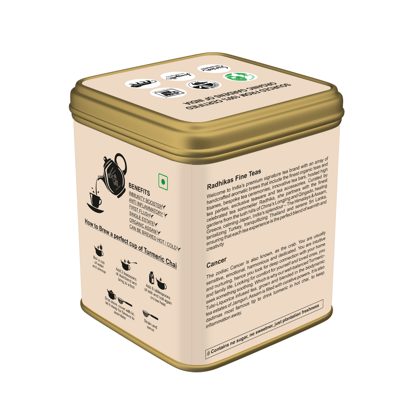 Cancer Turmeric Tulsi Liquorice Chai - A special blend that celebrates the Natural Nurturer, Zodiac Tea Collection, Gifting