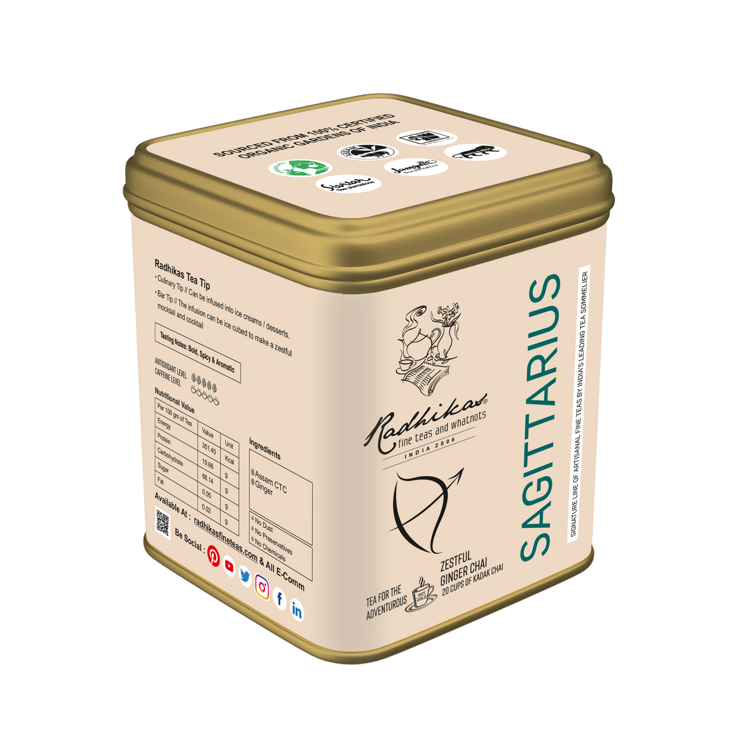 Sagittarius Ginger Chai - A special blend that celebrates the Adventurous, Zodiac Tea Collection, Gifting
