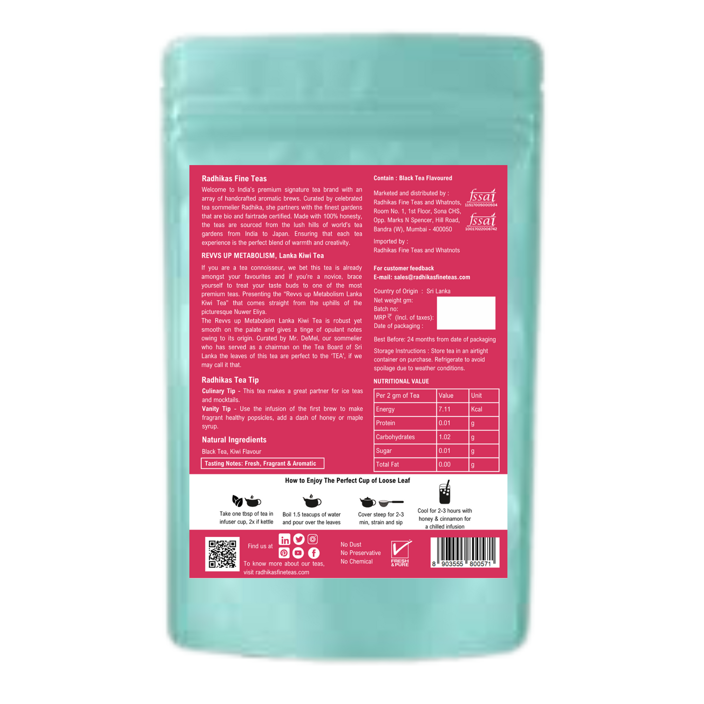 REVVS UP METABOLISM Lanka Kiwi Tea - A Tropical Delight with Antioxidants and Vitamin C