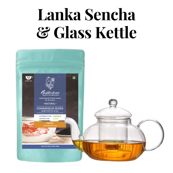 Crafted (Bundle) - Enjoy the Refreshing Taste of Energy Lanka Sencha Tea with a Stylish Glass Kettle