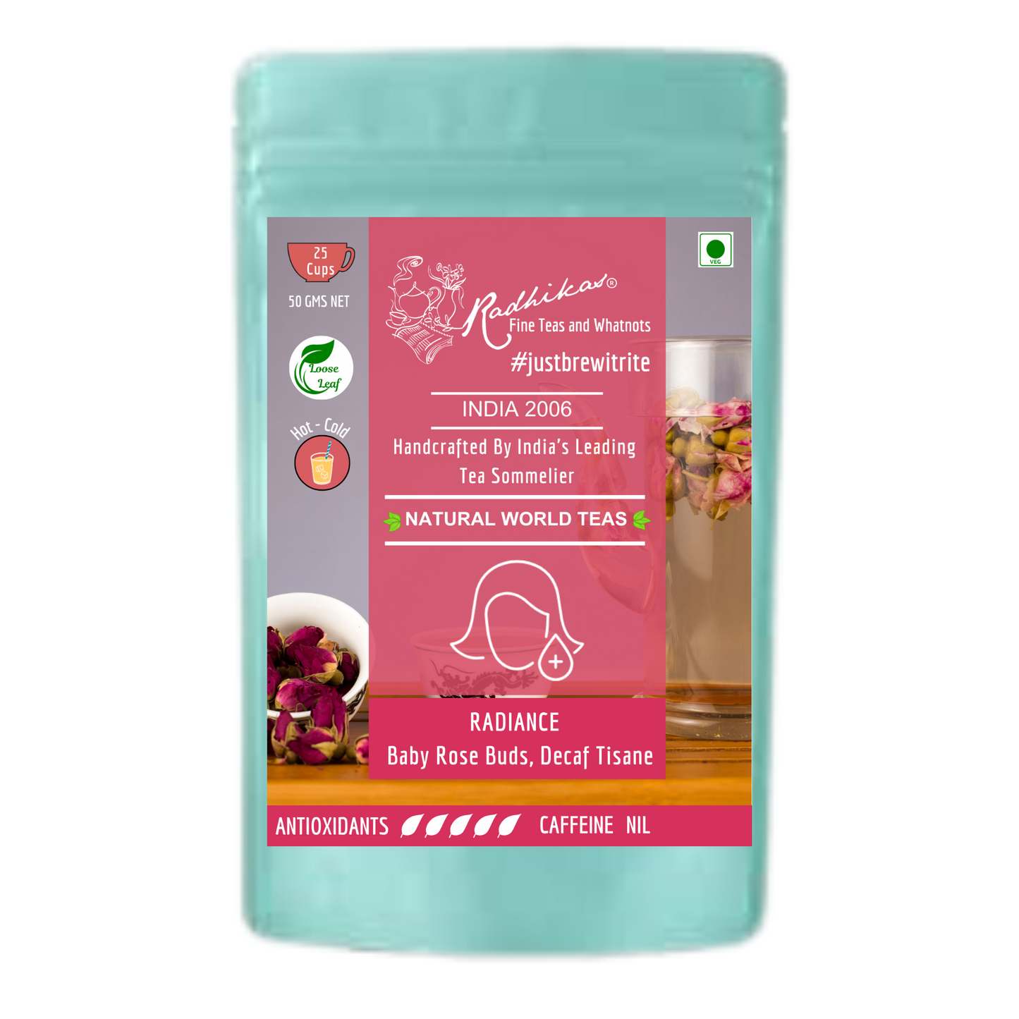 RADIANCE Baby Rose Buds Decaf Tisane - A Tea for Romance and Beauty