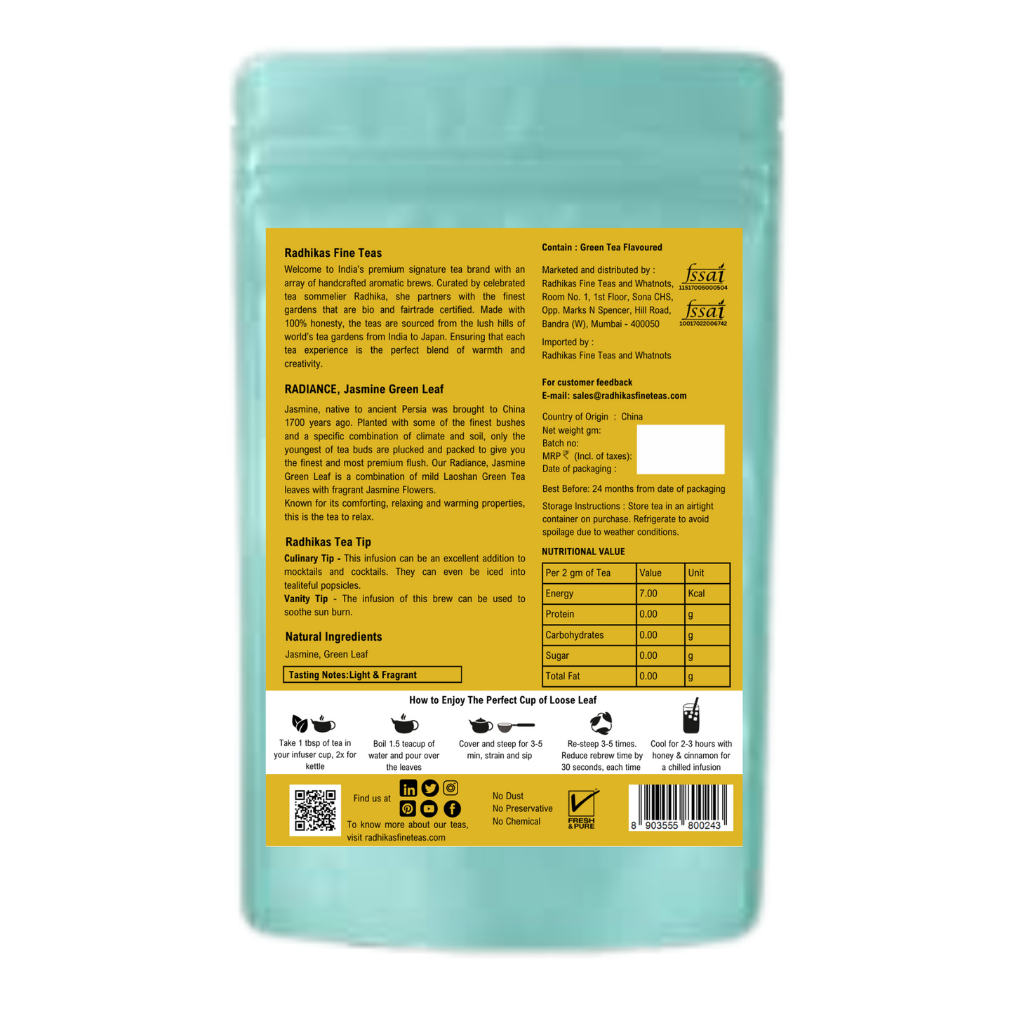 RADIANCE Jasmine Green Leaf - The secret to your well-being with its fragrant and nourishing qualities