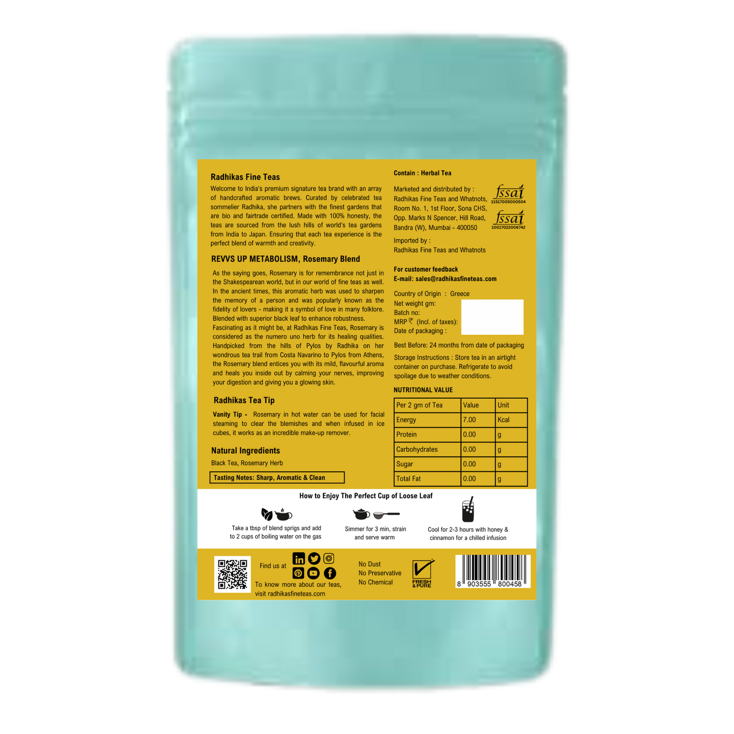 REVVS UP METABOLISM Rosemary Blend - A Refreshing and Aromatic Herbal Tea