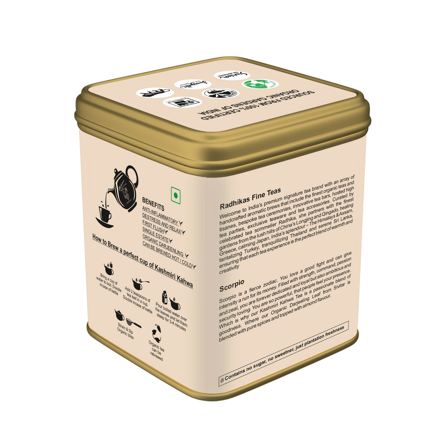Scorpio Kashmiri Kahwa Tea - A special blend that celebrates the Super Power, Zodiac Tea Collection, Gifting