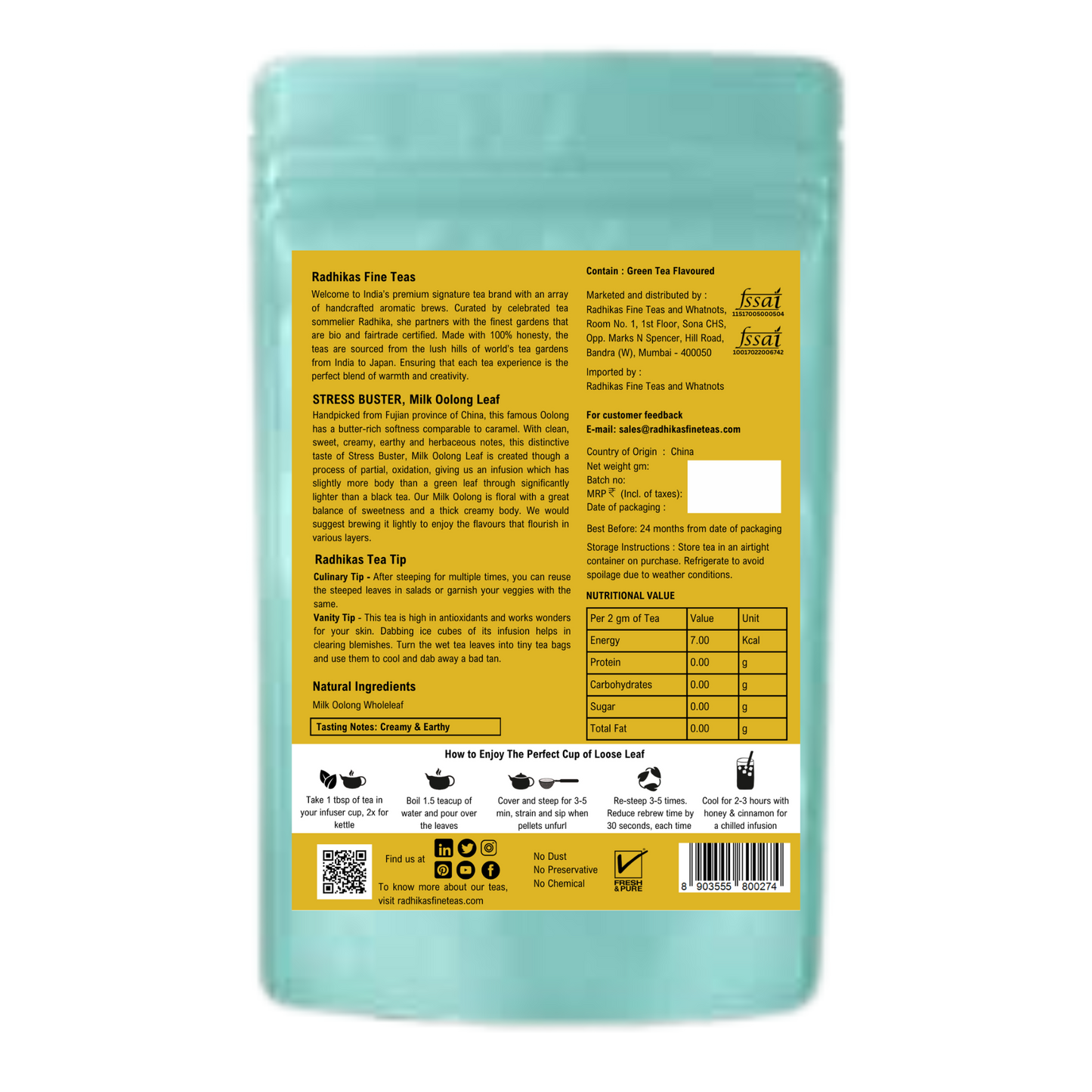STRESS BUSTER Milk Oolong Leaf - A Tea for Relaxation and Vitality