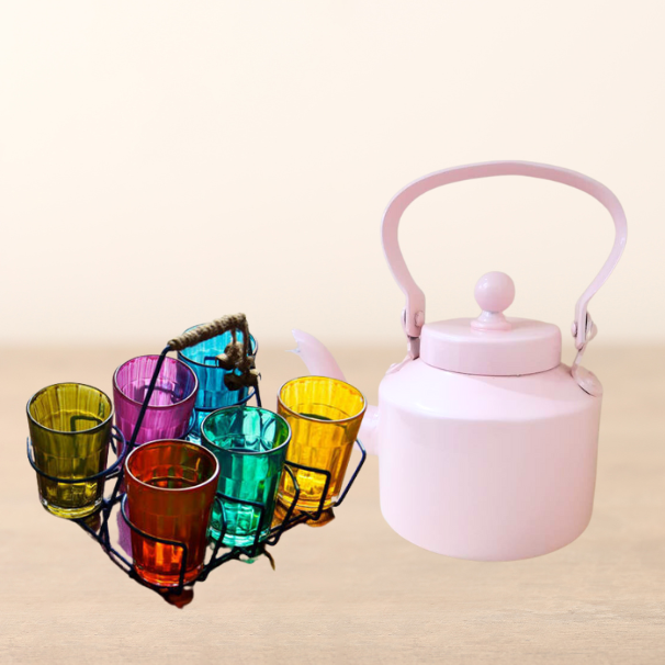 Cutting Chai Aluminium Kettle with Glass set - Spice Up Your Tea Time with Our Cutting Chai Aluminium Kettle with Glass Set - Radhikas Fine Teas and Whatnots