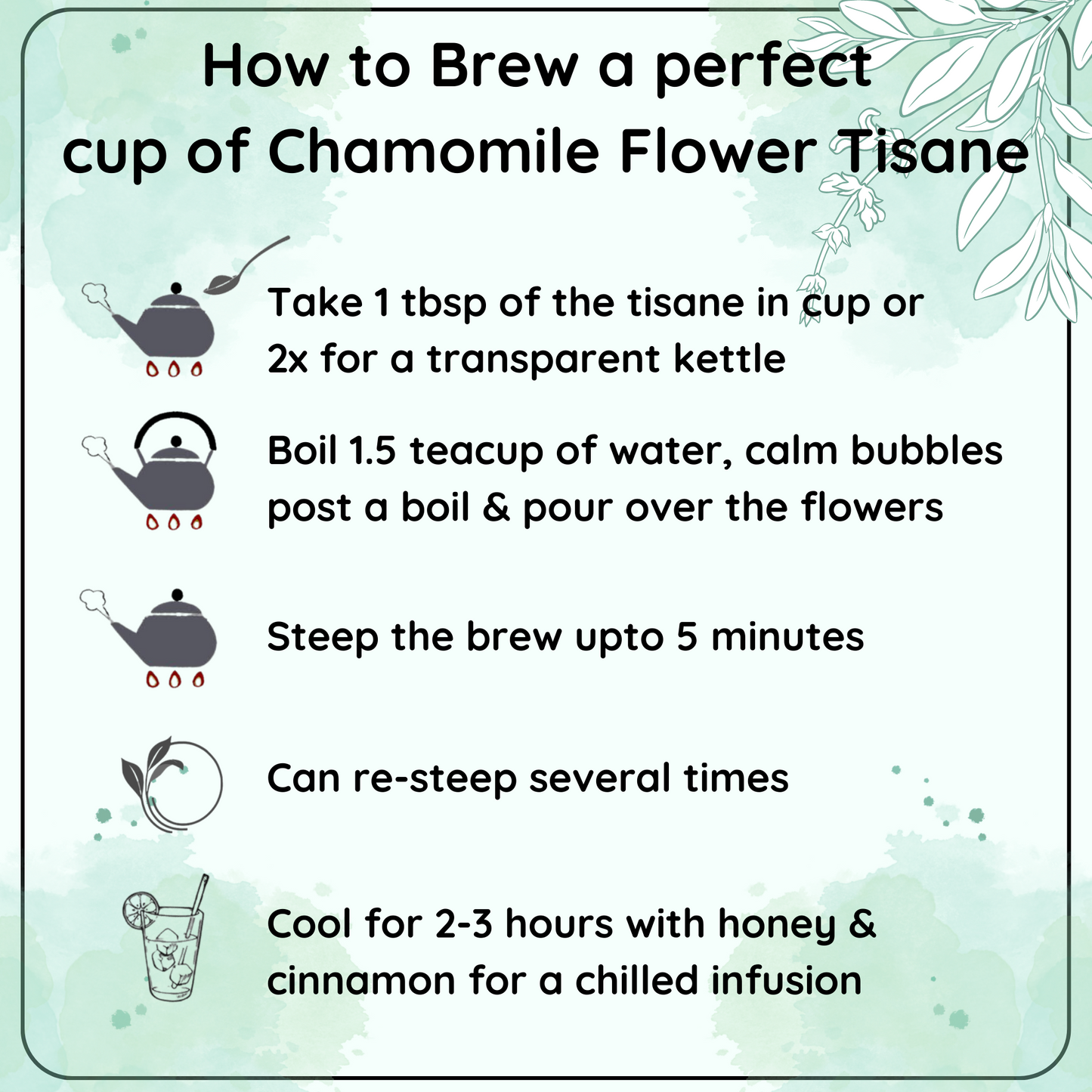 CALMING Chamomile Flower Decaf Chinese Tisane - A Tea for Sleep and Serenity - Radhikas Fine Teas and Whatnots