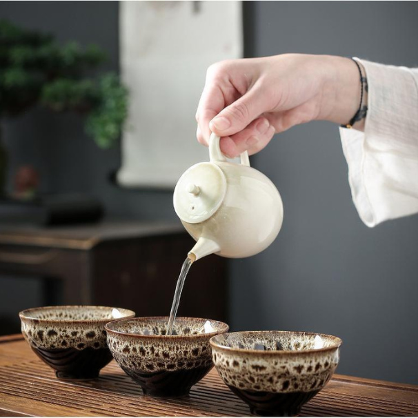Earthen Glazed Tea Cups - Oriental Style Glazed Earthenware Cups for Tea (4 Pieces) - Radhikas Fine Teas and Whatnots