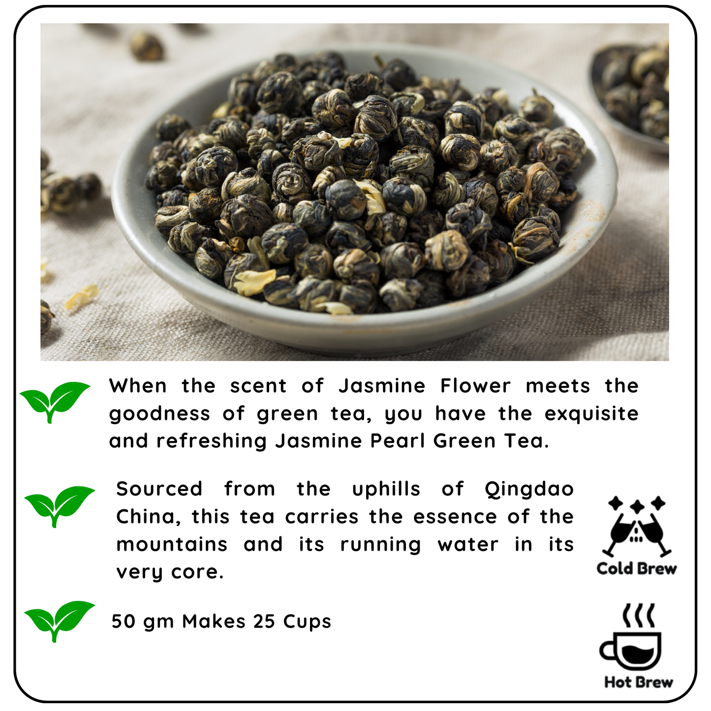 ANTI-AGEING China Jasmine Pearl Green Leaf - The Tea That Captivates and Charms - Radhikas Fine Teas and Whatnots 