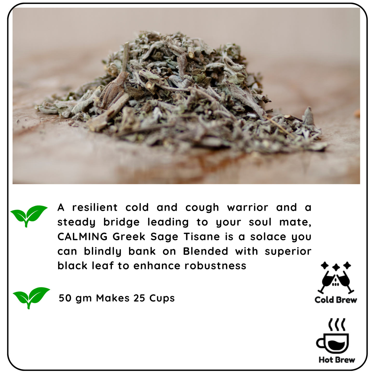 CALMING Greek Sage Tisane - A Herbal Tea for Relaxation and Wellness - Radhikas Fine Teas and Whatnots