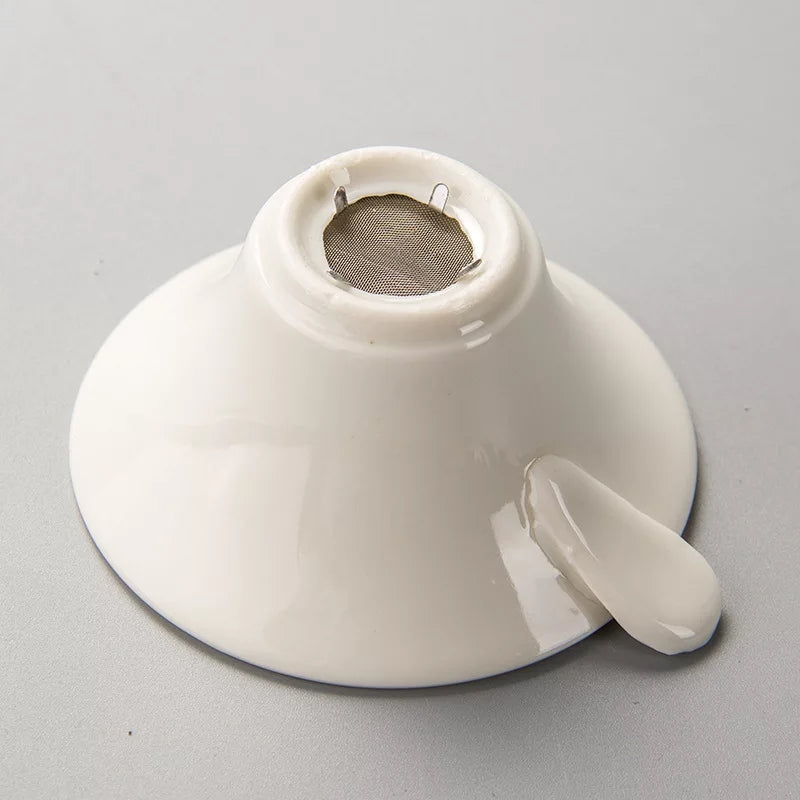 Porcelain Tea Strainer with Hand Holder - Elegant and Convenient - Radhikas Fine Teas and Whatnots
