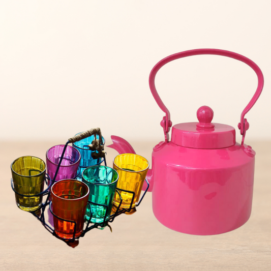 Cutting Chai Aluminium Kettle with Glass set - Spice Up Your Tea Time with Our Cutting Chai Aluminium Kettle with Glass Set - Radhikas Fine Teas and Whatnots