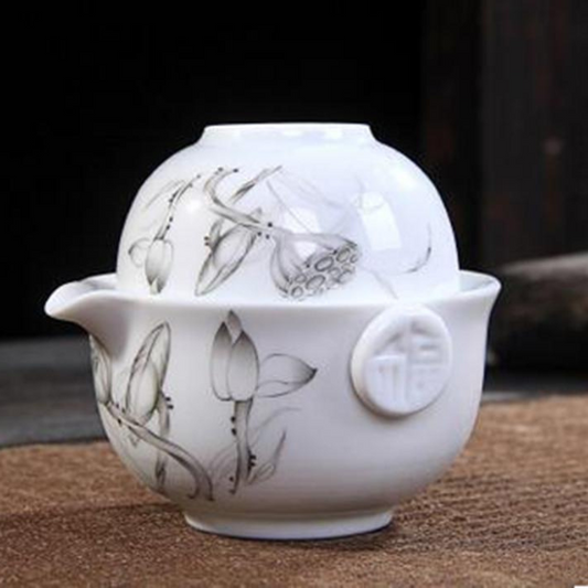 Double Brewing Set, Style Gaiwan Cum Sipping Cup - Tea brewing and sipping set all in one go - Radhikas Fine Teas and Whatnots