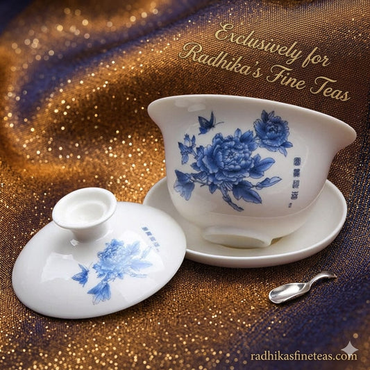 Gaiwan The Brewing Cup With Saucer Nature Blue Print - The Oriental Teacup Saucer And Lid