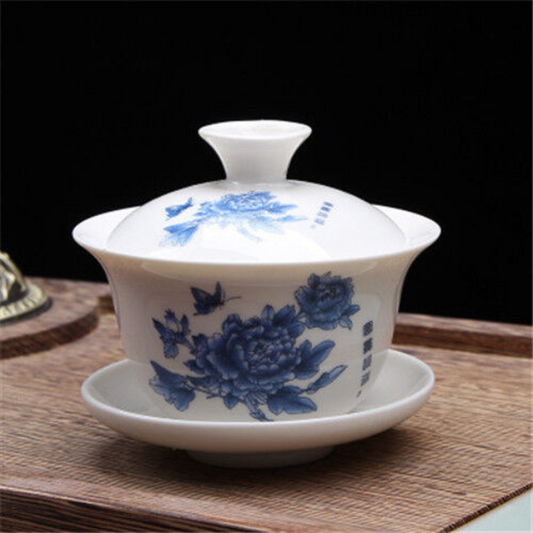 Gaiwan The Brewing Cup With Saucer Nature Blue Print