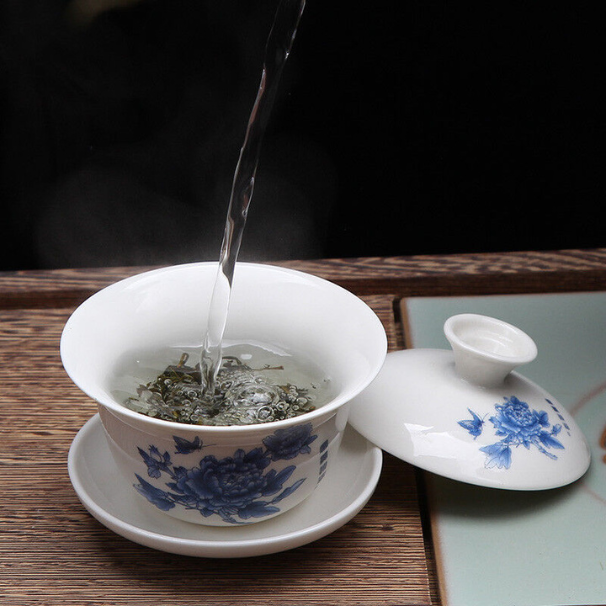 Gaiwan The Brewing Cup With Saucer Nature Blue Print