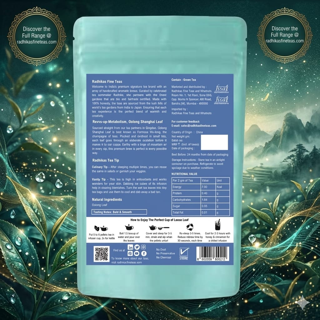 Tea package with a scenic background