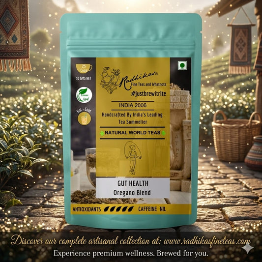 Tea package with a scenic background