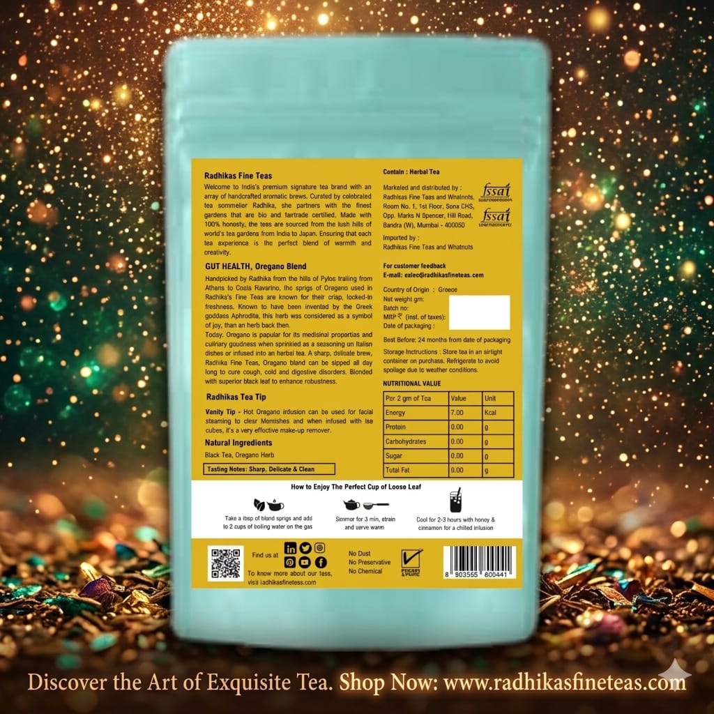 Tea package with a festive background