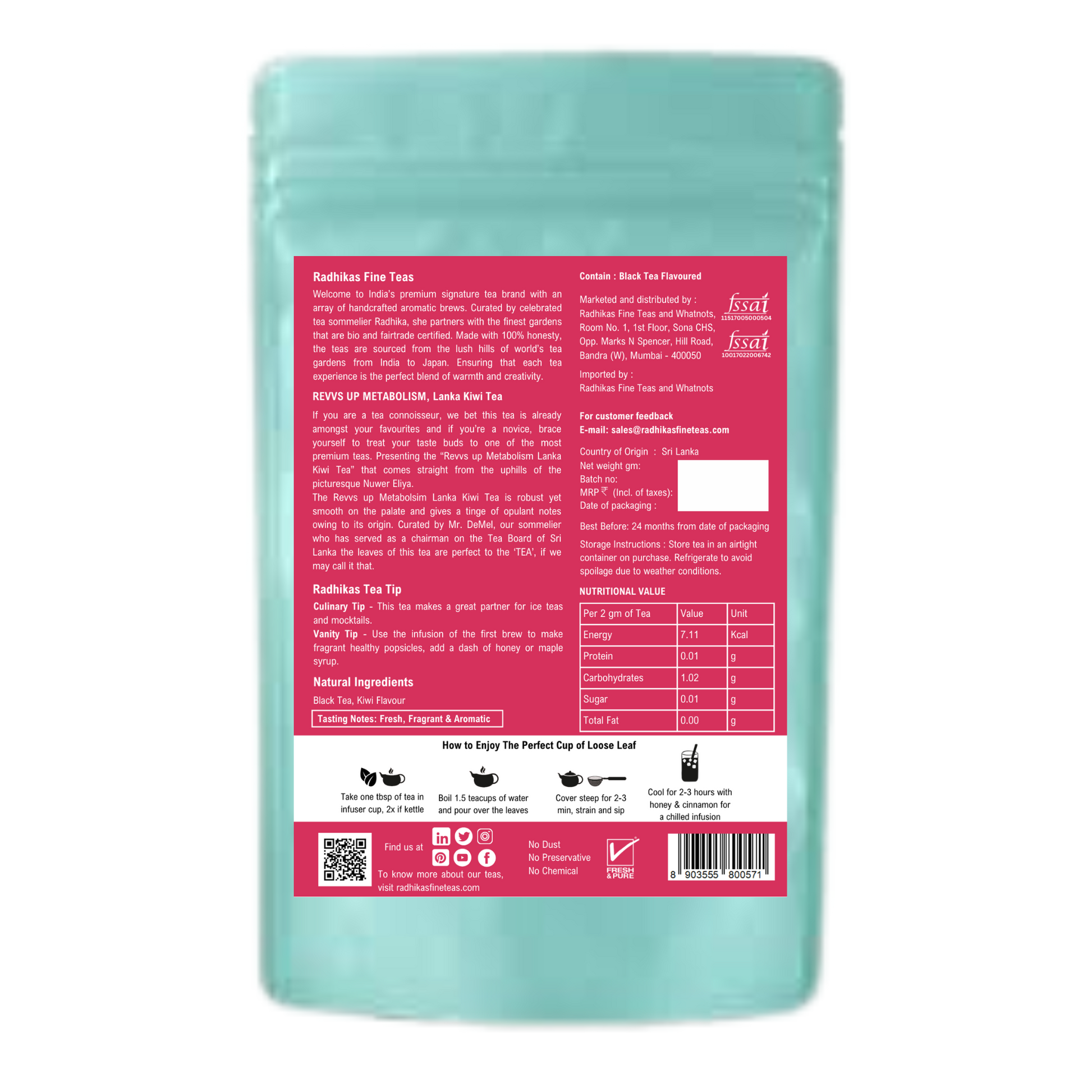 REVVS UP METABOLISM Lanka Kiwi Tea