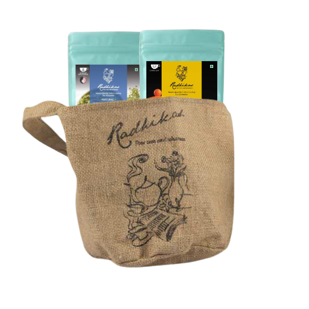 Jute Bag Tea Takeaway - 2 Ziplocked Loose Tea Matcha and Butterfly Green Tea Gift Set
