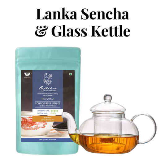 Crafted (Bundle) - Enjoy the Refreshing Taste of Energy Lanka Sencha Tea with a Stylish Glass Kettle