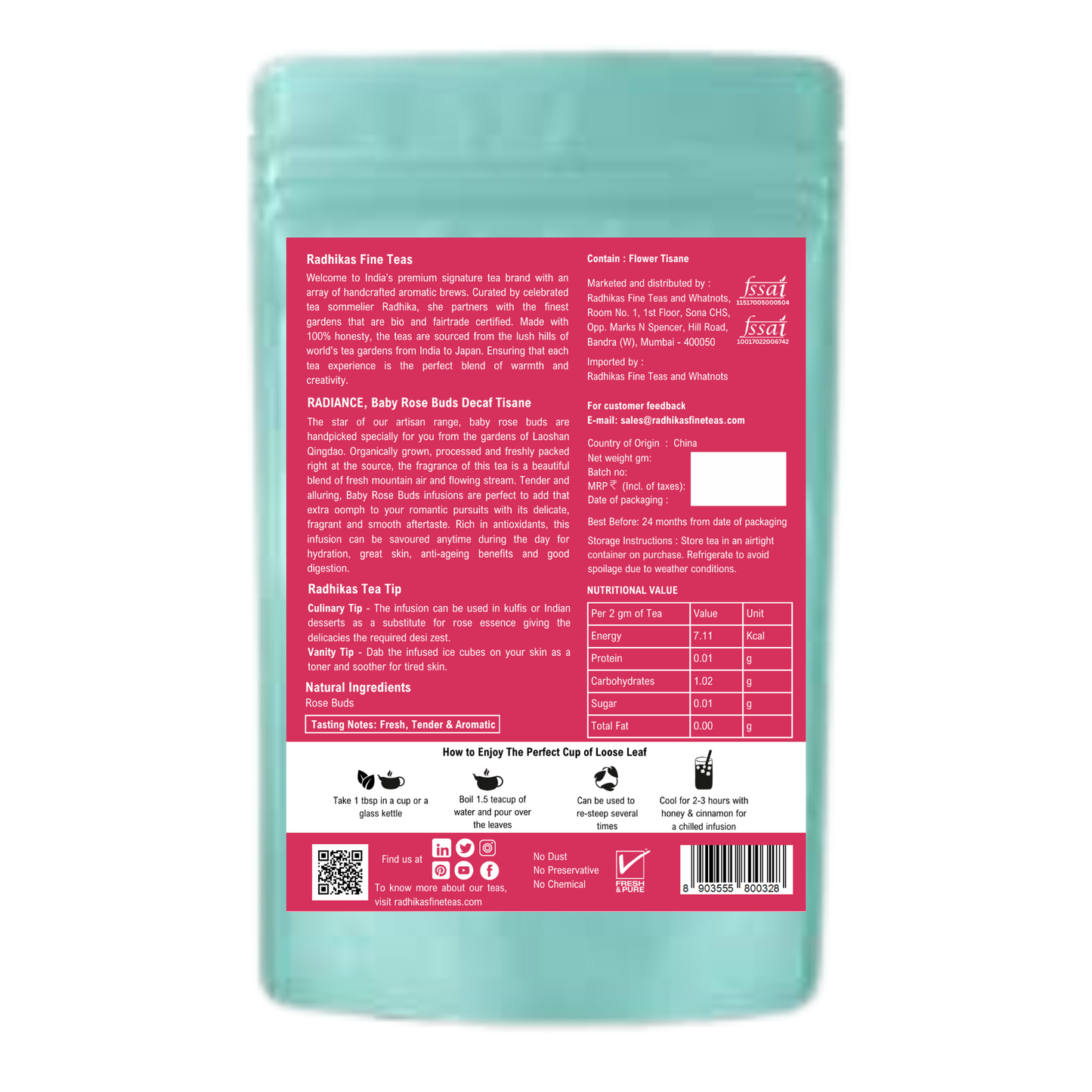 RADIANCE Baby Rose Buds Decaf Tisane - A Tea for Romance and Beauty