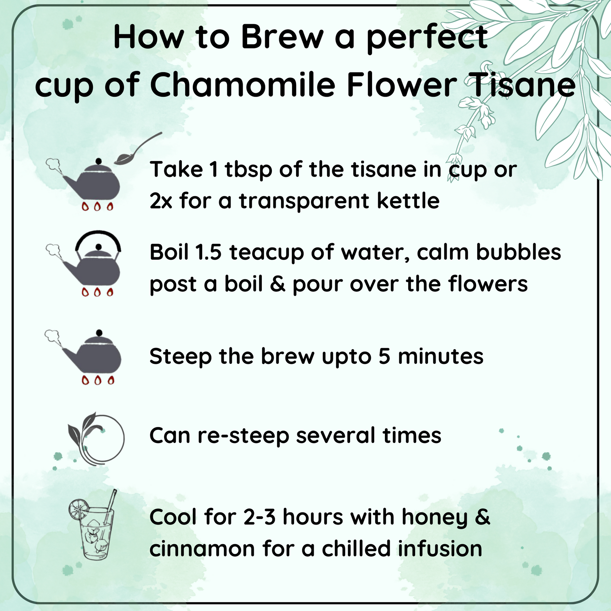 CALMING Chamomile Flower Decaf Chinese Tisane - A Tea for Sleep and Serenity - Radhikas Fine Teas and Whatnots
