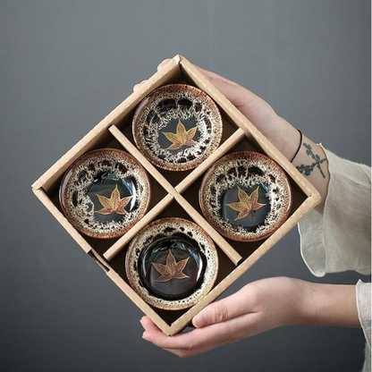 Earthen Glazed Tea Cups - Oriental Style Glazed Earthenware Cups for Tea (4 Pieces) - Radhikas Fine Teas and Whatnots