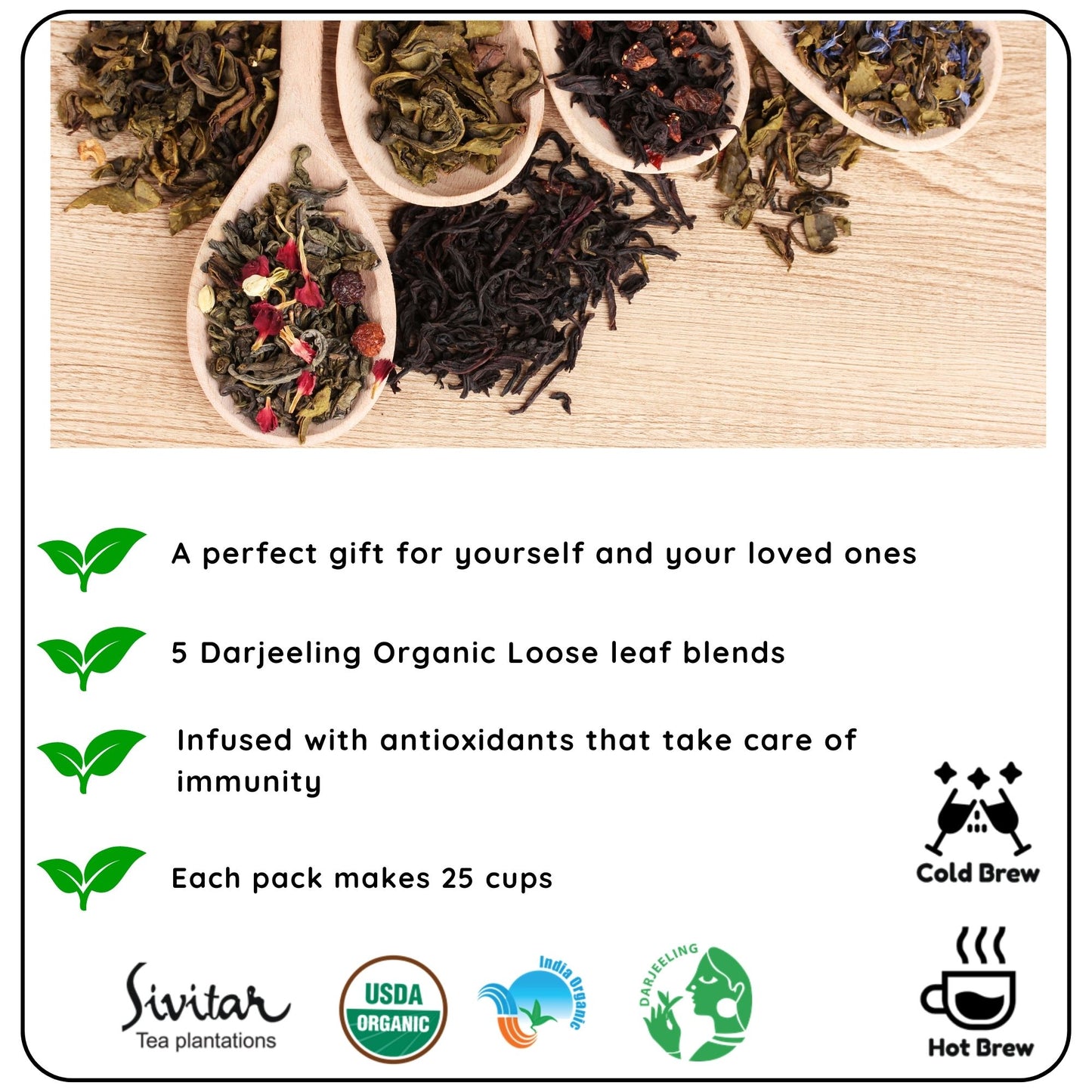 The Holiday Series - Wishing happiness in every brew, Makes 125 Cups - Radhikas Fine Teas and Whatnots 