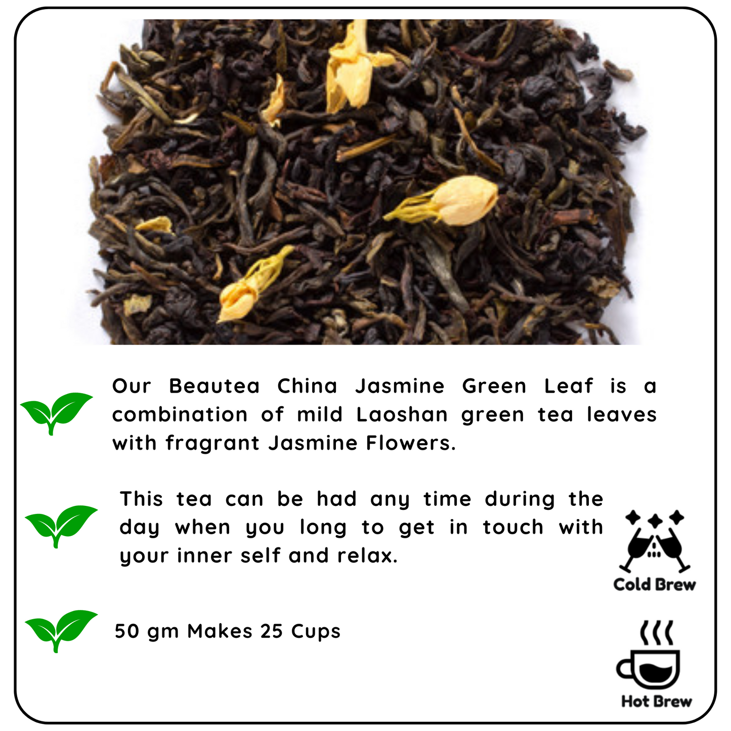 BEAUTEA China Jasmine Green Leaf - The secret to your well-being with its fragrant and nourishing qualities - Radhikas Fine Teas and Whatnots