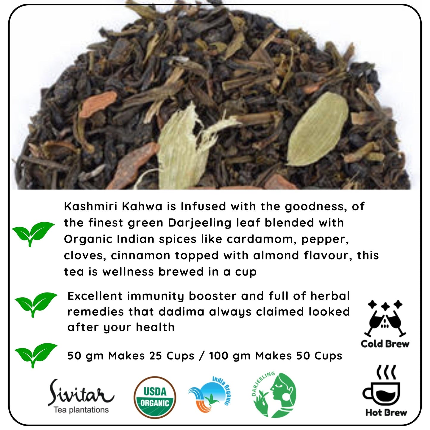SOOTHING Almond Kashmiri Kahwa - Why You Should Try Almond Kashmiri Kahwa for Cold and Cough Relief - Radhikas Fine Teas and Whatnots