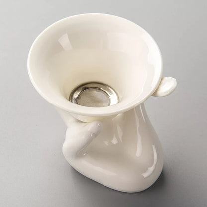 Porcelain Tea Strainer with Hand Holder - Elegant and Convenient - Radhikas Fine Teas and Whatnots