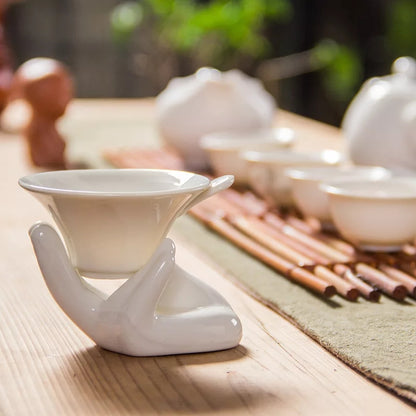 Porcelain Tea Strainer with Hand Holder - Elegant and Convenient - Radhikas Fine Teas and Whatnots