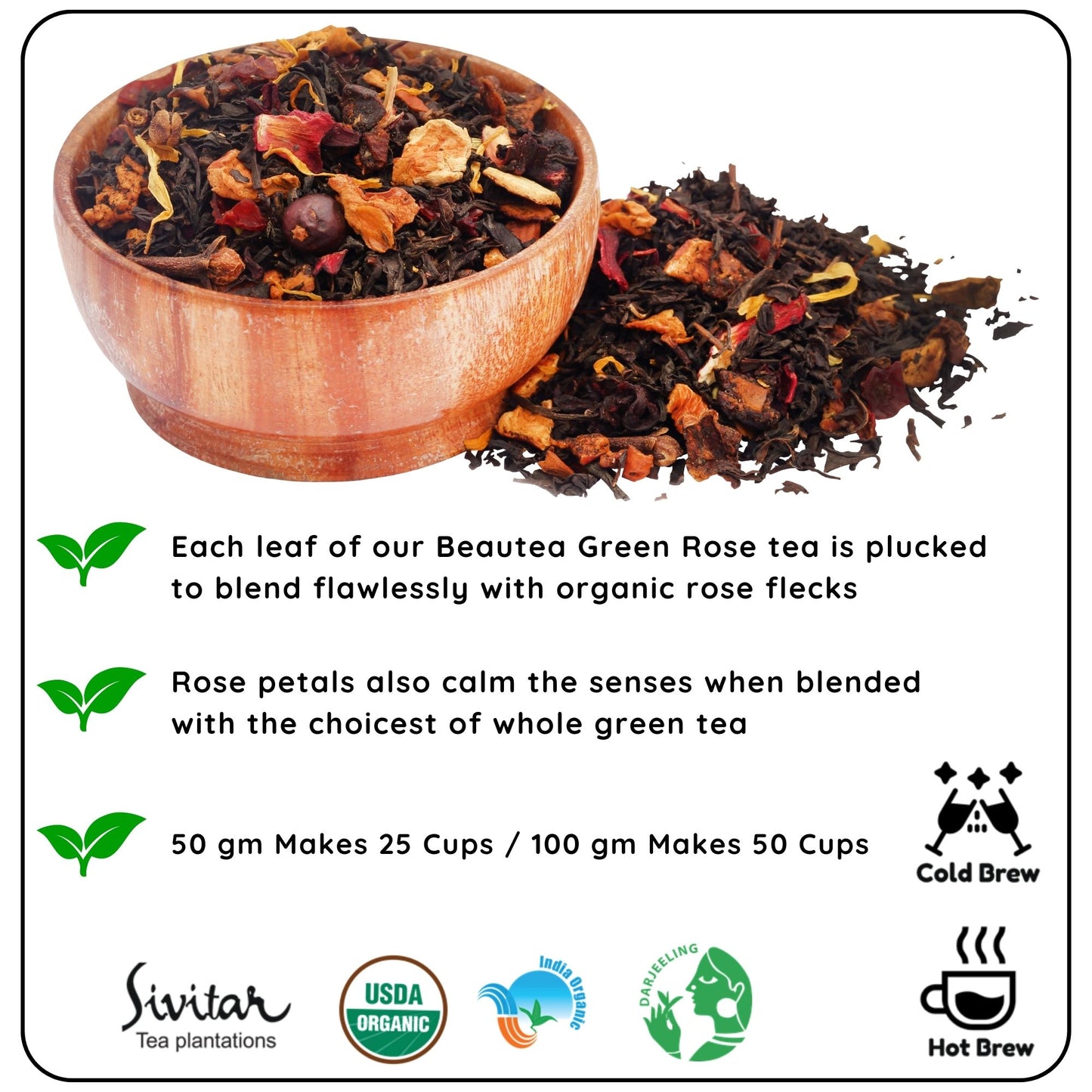 BEAUTEA Green Rose - How to Make Beautea Green Rose Tea with Organic Darjeeling Leaves and Rose Petals - Radhikas Fine Teas and Whatnots