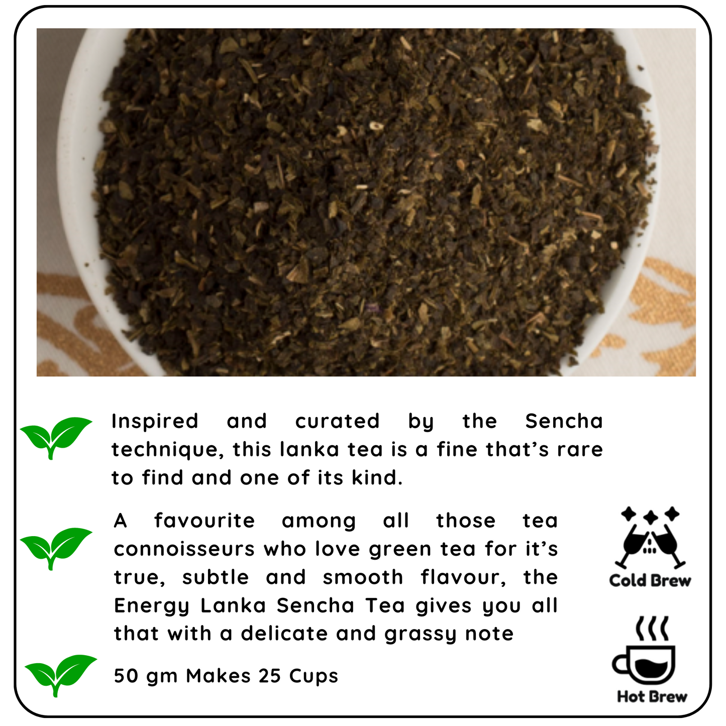 ENERGY Lanka Sencha Tea - A Tea That's Fresh and Zesty - Radhikas Fine Teas and Whatnots