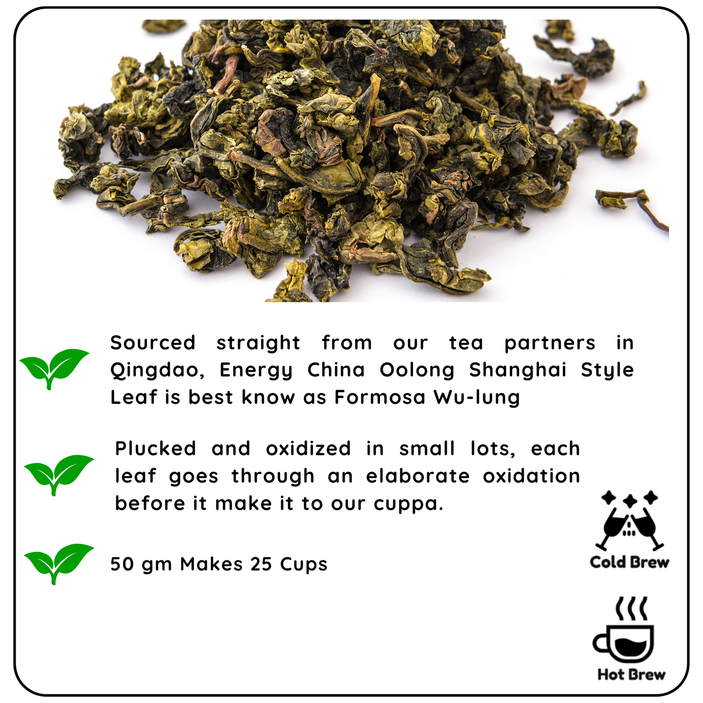 ENERGY China Oolong Shanghai Style Leaf - A Semi-Oxidized Tea for Boosting Metabolism and Relaxation - Radhikas Fine Teas and Whatnots